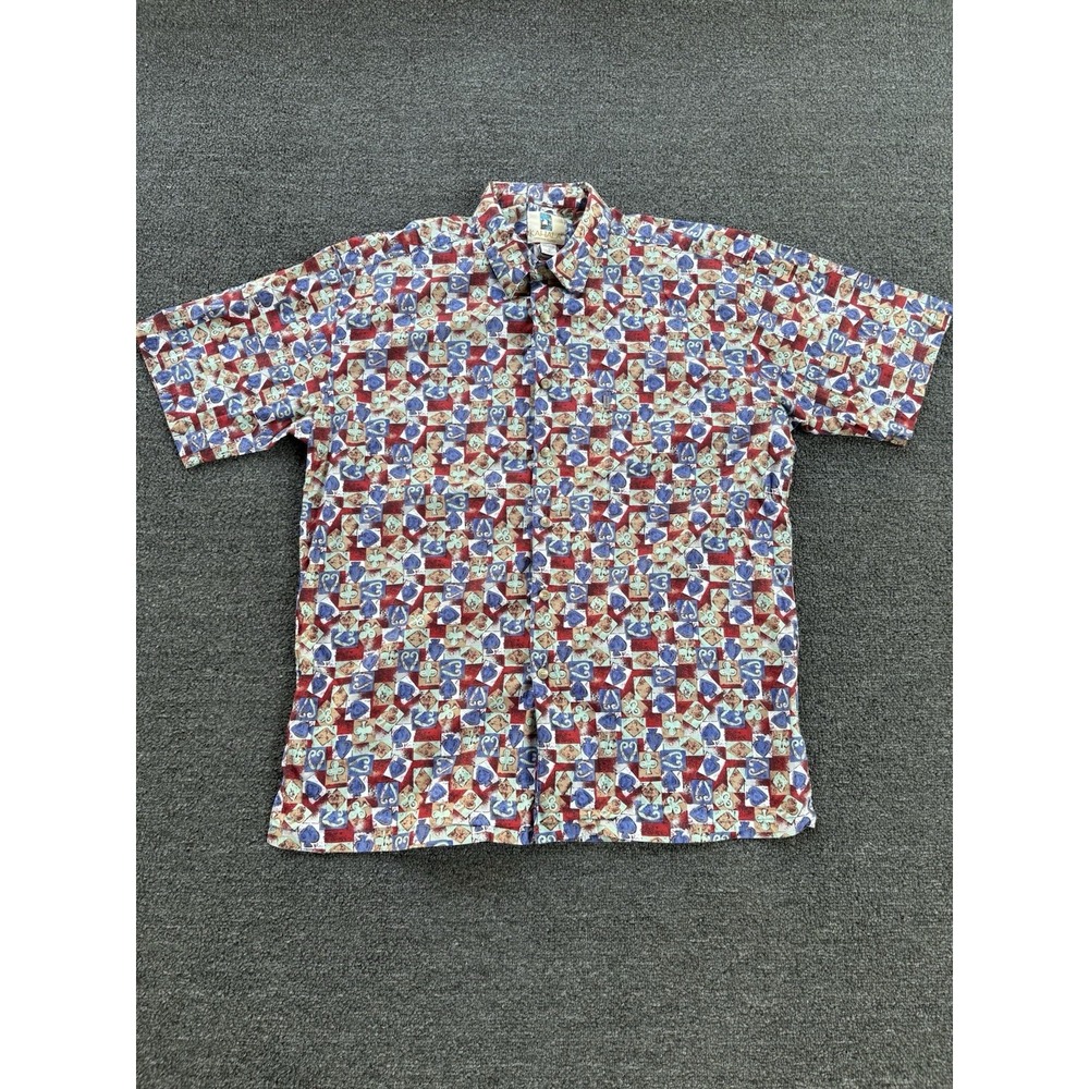 Vintage‎ Kahala Hawaiian Shirt Playing Card Suits Aloha Handcrafted in Hawaii L